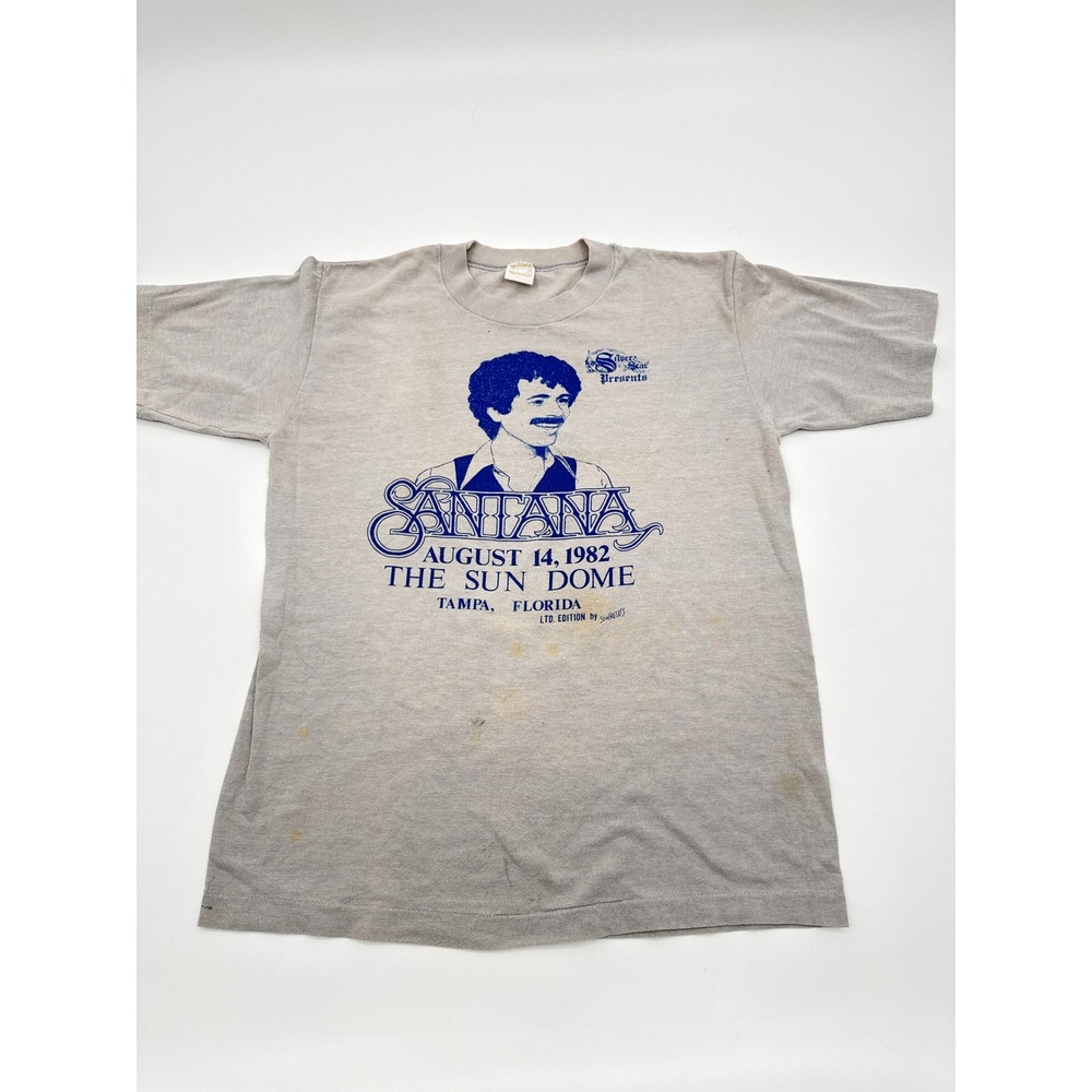 Vintage 1982 Santana The Sun Dome Tampa Florida Concert T-Shirt Gray Medium